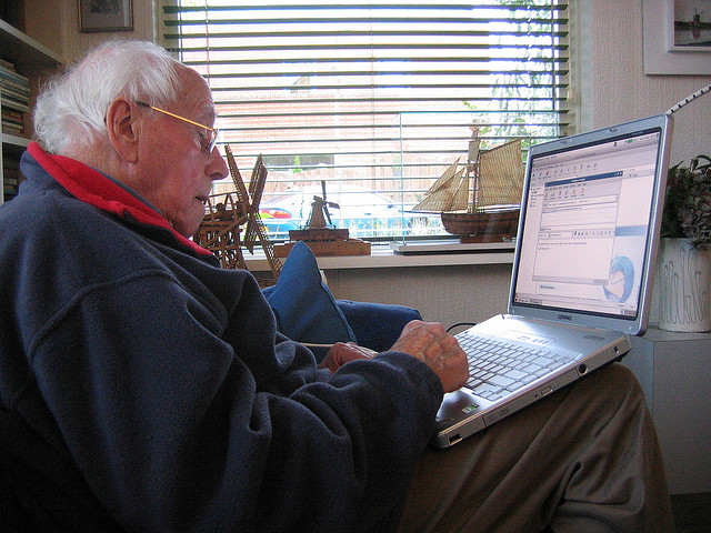 Senior on laptop